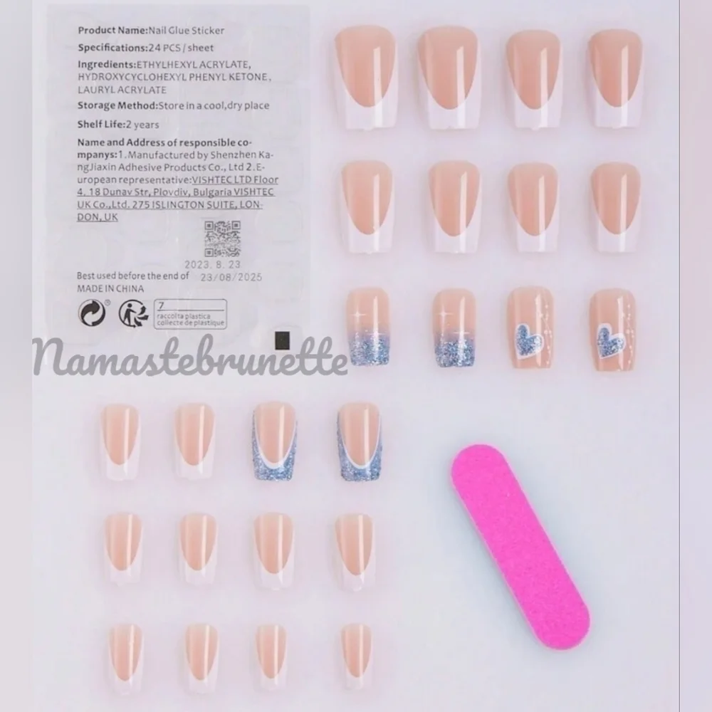 2/$16 Heart French Manicure Press On Nails